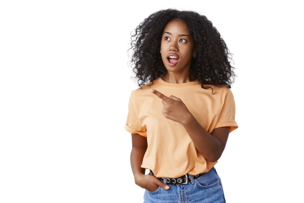 Model wearing a casual peach T-shirt